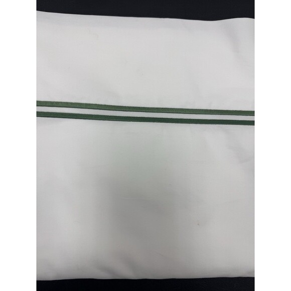 Matouk Essex KING 100% Long Staple Cotton Green/White Flat Sheet - Picture 2 of 8
